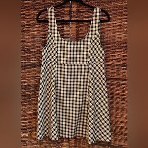 Harlow Dress Medium Black Tan Plaid 90s Y2K Mini Dark Academia Whimsigoth Preppy